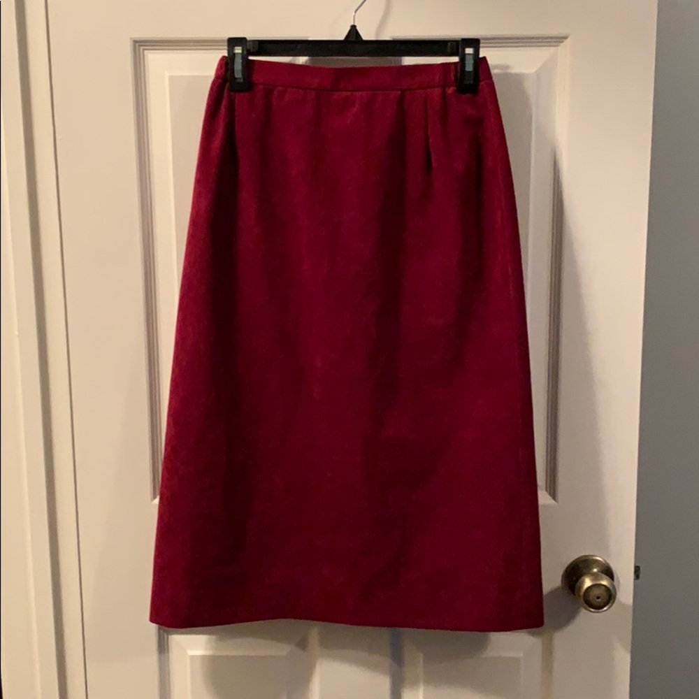 Maroon long suede skirt
